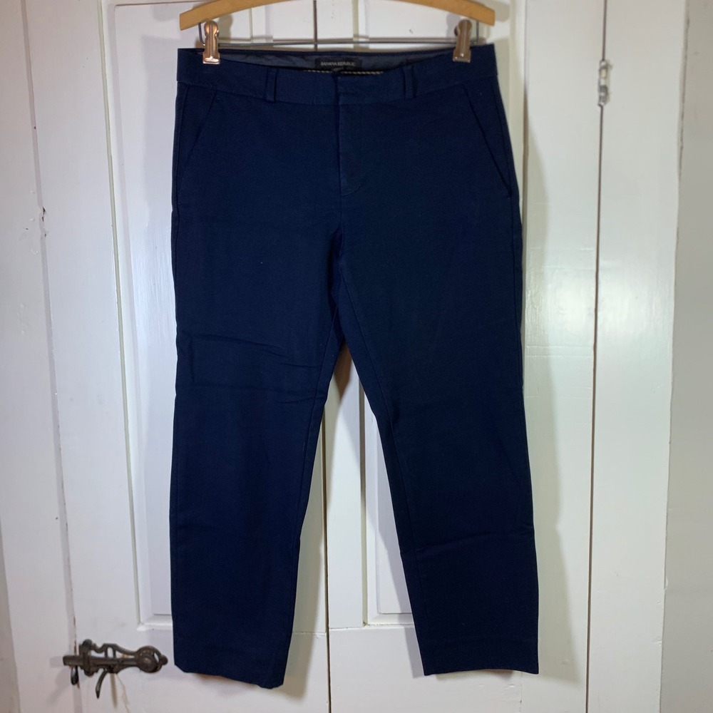 Banana Republic Avery Navy Blue‎ Ankle Pants Womens 4 Cotton Blend 874713-03